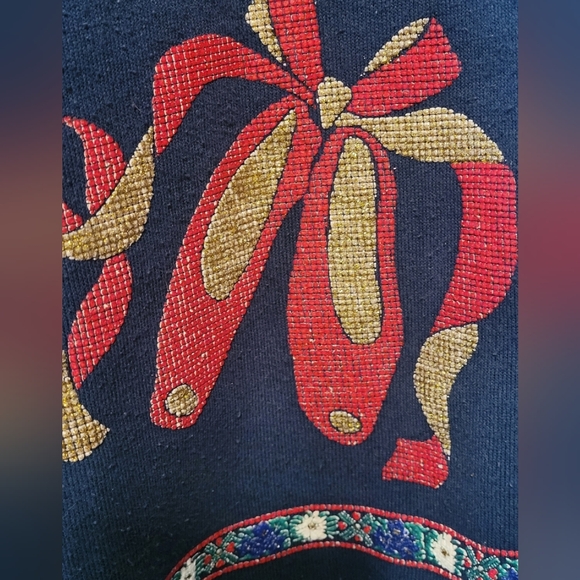 Navy Blue Christmas Sweater with Red Accents - Picture 2 of 8